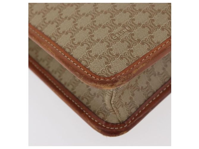 Céline Borsa a Spalla in Tela Macadam CELINE PVC Beige Oro Auth ka3864 D'oro - vista 12