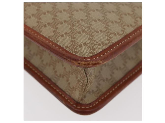 Céline Borsa a Spalla in Tela Macadam CELINE PVC Beige Oro Auth ka3864 D'oro - vista 13