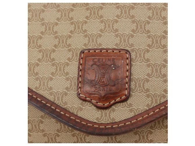 Céline Borsa a Spalla in Tela Macadam CELINE PVC Beige Oro Auth ka3864 D'oro - vista 14