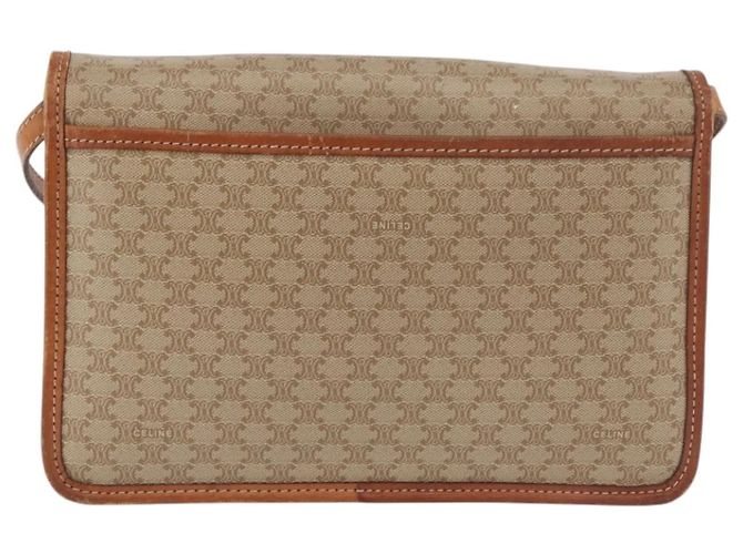Céline Borsa a Spalla in Tela Macadam CELINE PVC Beige Oro Auth ka3864 D'oro - vista 3