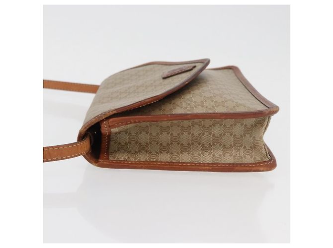 Céline Borsa a Spalla in Tela Macadam CELINE PVC Beige Oro Auth ka3864 D'oro - vista 5
