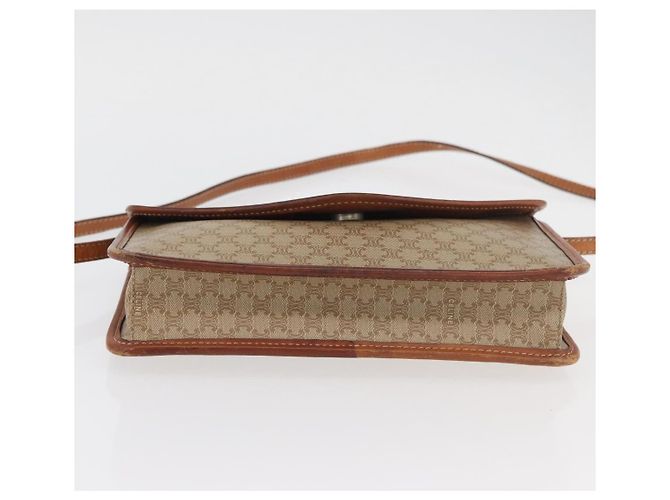 Céline Borsa a Spalla in Tela Macadam CELINE PVC Beige Oro Auth ka3864 D'oro - vista 9