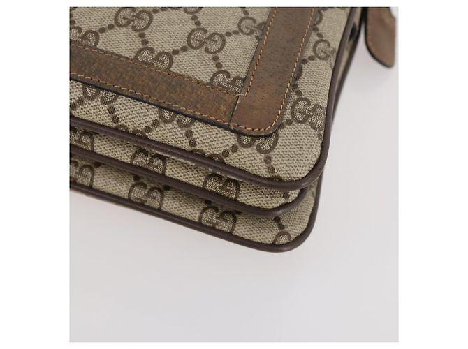 Borsa Sherry Line GG Supreme Web di GUCCI in PVC beige e oro 14 02 013 Auth INZ070 D'oro - vista 10