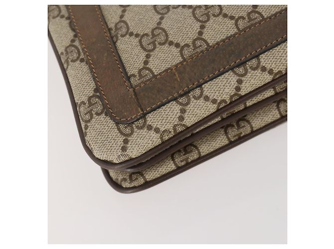 Borsa Sherry Line GG Supreme Web di GUCCI in PVC beige e oro 14 02 013 Auth INZ070 D'oro - vista 11