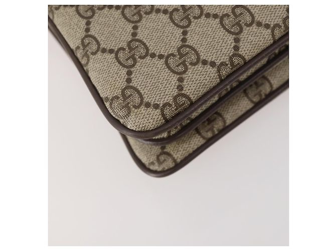 Borsa Sherry Line GG Supreme Web di GUCCI in PVC beige e oro 14 02 013 Auth INZ070 D'oro - vista 13