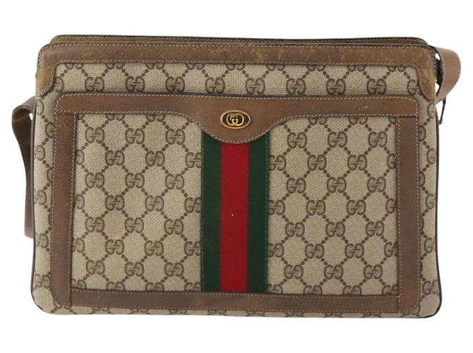 Borsa Sherry Line GG Supreme Web di GUCCI in PVC beige e oro 14 02 013 Auth INZ070 D'oro - vista 2