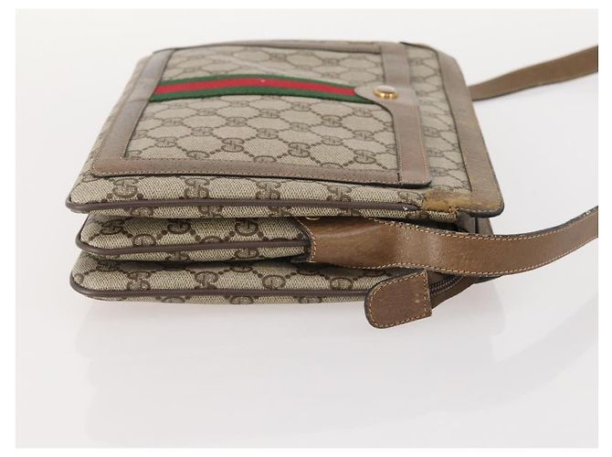 Borsa Sherry Line GG Supreme Web di GUCCI in PVC beige e oro 14 02 013 Auth INZ070 D'oro - vista 4