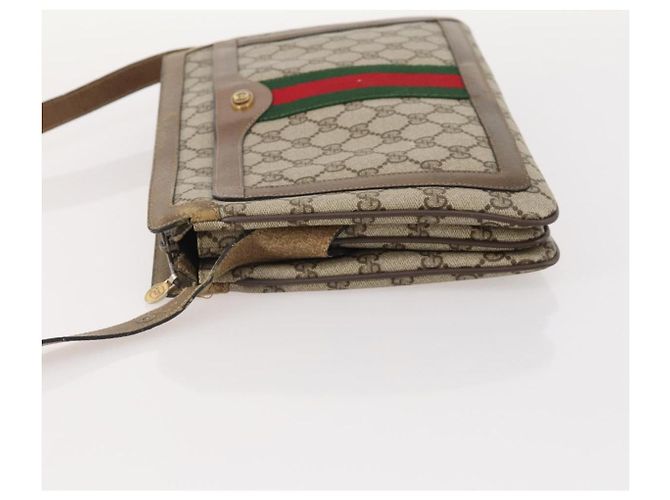 Borsa Sherry Line GG Supreme Web di GUCCI in PVC beige e oro 14 02 013 Auth INZ070 D'oro - vista 5