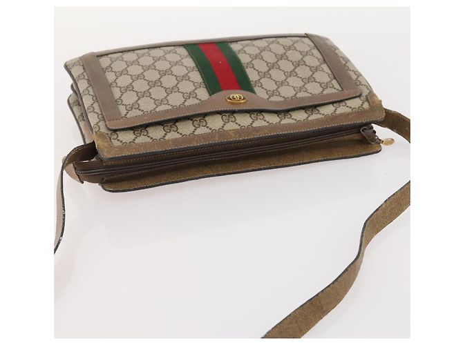 Borsa Sherry Line GG Supreme Web di GUCCI in PVC beige e oro 14 02 013 Auth INZ070 D'oro - vista 6