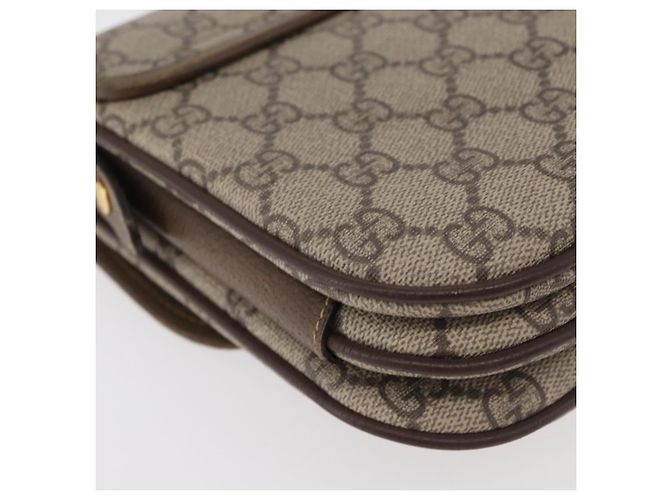 Bolsa Sherry Line GG Supreme Web da GUCCI em PVC Bege e Ouro 001 113 6862 Auth mr2391 Dourado - vista 12