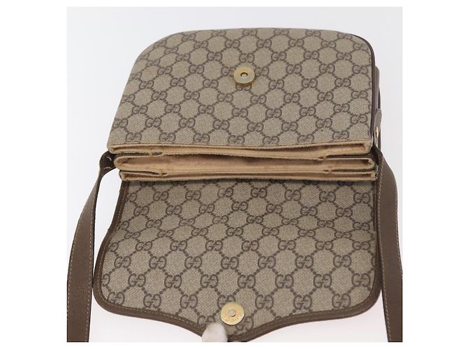 Bolsa Sherry Line GG Supreme Web da GUCCI em PVC Bege e Ouro 001 113 6862 Auth mr2391 Dourado - vista 15