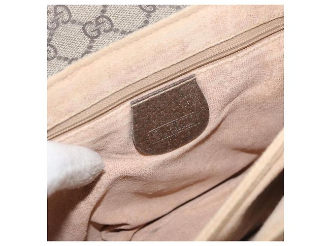 Bolsa Sherry Line GG Supreme Web da GUCCI em PVC Bege e Ouro 001 113 6862 Auth mr2391 Dourado - vista 16