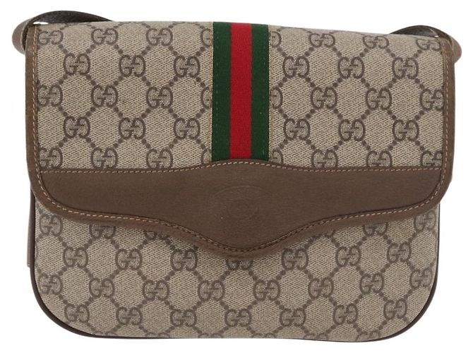 Bolsa Sherry Line GG Supreme Web da GUCCI em PVC Bege e Ouro 001 113 6862 Auth mr2391 Dourado - vista 2