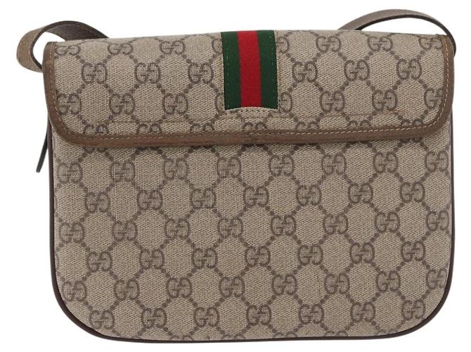 Bolsa Sherry Line GG Supreme Web da GUCCI em PVC Bege e Ouro 001 113 6862 Auth mr2391 Dourado - vista 3