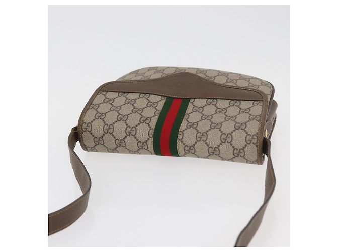 Bolsa Sherry Line GG Supreme Web da GUCCI em PVC Bege e Ouro 001 113 6862 Auth mr2391 Dourado - vista 6