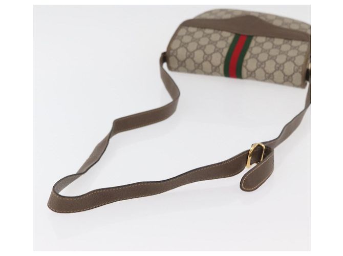 Bolsa Sherry Line GG Supreme Web da GUCCI em PVC Bege e Ouro 001 113 6862 Auth mr2391 Dourado - vista 7