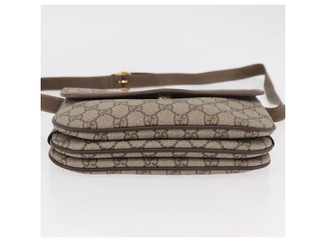 Bolsa Sherry Line GG Supreme Web da GUCCI em PVC Bege e Ouro 001 113 6862 Auth mr2391 Dourado - vista 9