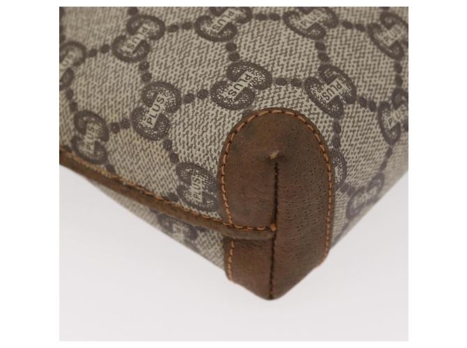 Borsa a Spalla GUCCI GG Plus Supreme PVC Beige Oro Auth 175391 D'oro - vista 10