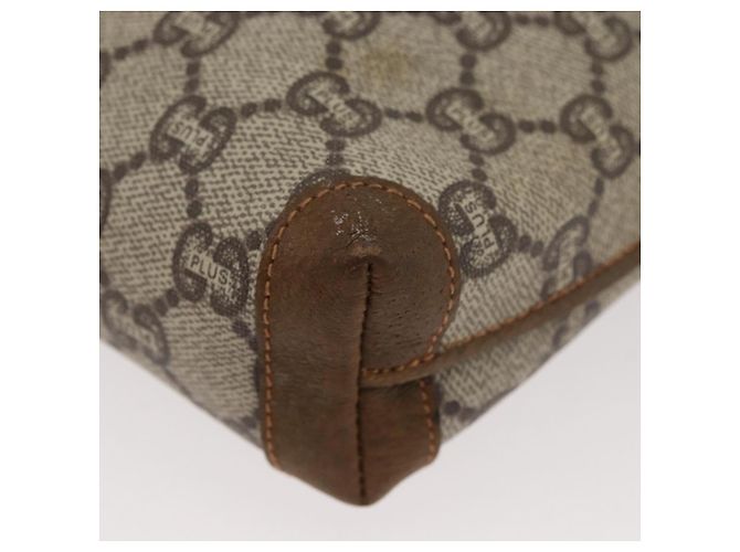 Borsa a Spalla GUCCI GG Plus Supreme PVC Beige Oro Auth 175391 D'oro - vista 11
