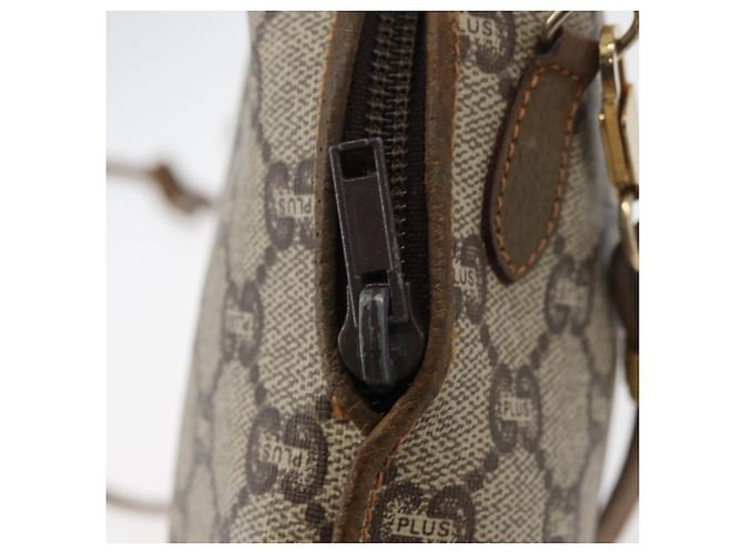 Borsa a Spalla GUCCI GG Plus Supreme PVC Beige Oro Auth 175391 D'oro - vista 14
