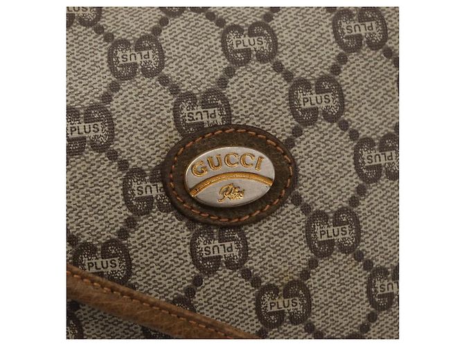Borsa a Spalla GUCCI GG Plus Supreme PVC Beige Oro Auth 175391 D'oro - vista 15