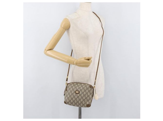 Borsa a Spalla GUCCI GG Plus Supreme PVC Beige Oro Auth 175391 D'oro - vista 23