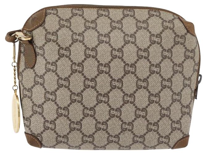 Borsa a Spalla GUCCI GG Plus Supreme PVC Beige Oro Auth 175391 D'oro - vista 3