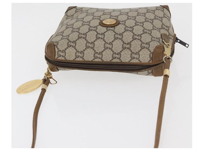 Borsa a Spalla GUCCI GG Plus Supreme PVC Beige Oro Auth 175391 D'oro - vista 6