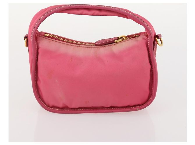 Prada Borsa a Mano Pouch in Nylon 2 Set Rosa Nero Auth 174958 - vista 11