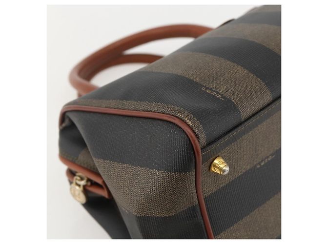 Pequin Borsa a mano in tela Pecan FENDI PVC nera e marrone Auth yk20326 Nero - vista 11