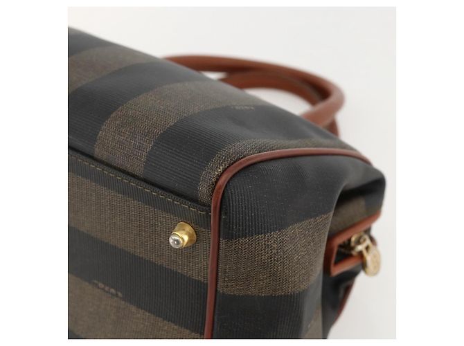 Pequin Borsa a mano in tela Pecan FENDI PVC nera e marrone Auth yk20326 Nero - vista 12