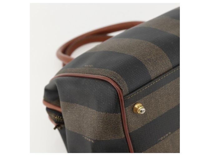Pequin Borsa a mano in tela Pecan FENDI PVC nera e marrone Auth yk20326 Nero - vista 13