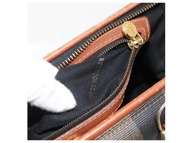 Pequin Borsa a mano in tela Pecan FENDI PVC nera e marrone Auth yk20326 Nero - vista 21