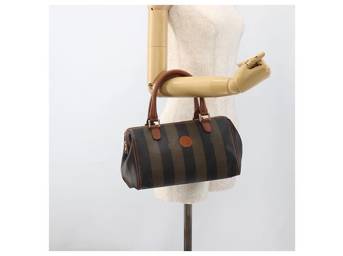 Pequin Borsa a mano in tela Pecan FENDI PVC nera e marrone Auth yk20326 Nero - vista 22