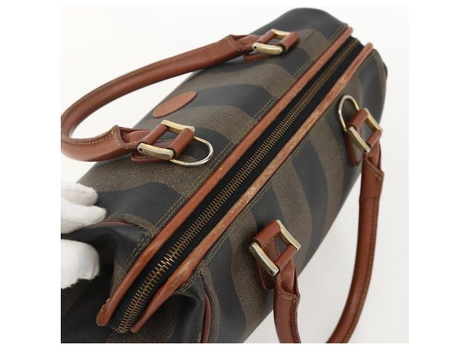 Pequin Borsa a mano in tela Pecan FENDI PVC nera e marrone Auth yk20326 Nero - vista 6