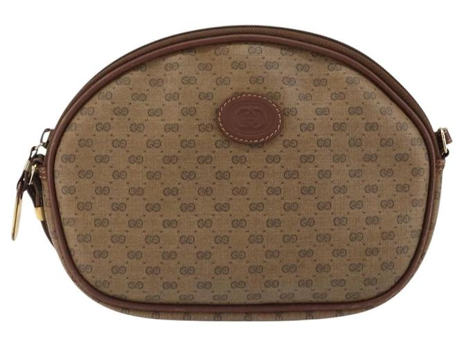 Gucci Borsa a spalla Micro GG Supreme in PVC Beige Oro Auth 175369 D'oro - vista 2