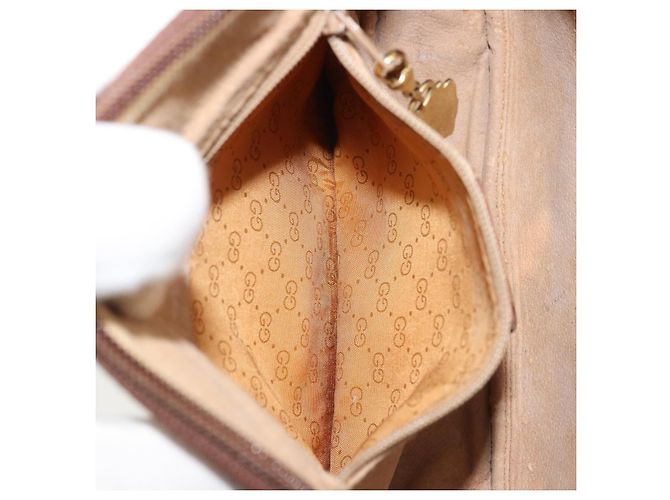 Gucci Borsa a spalla Micro GG Supreme in PVC Beige Oro Auth 175369 D'oro - vista 21