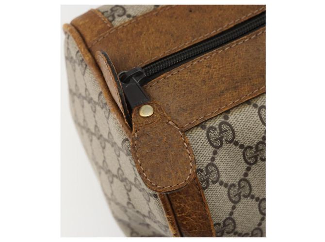 Gucci Borsa Boston GG Supreme in PVC Beige Oro Auth 175548 D'oro - vista 14
