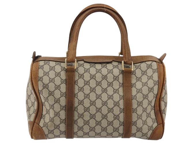 Gucci Borsa Boston GG Supreme in PVC Beige Oro Auth 175548 D'oro - vista 2