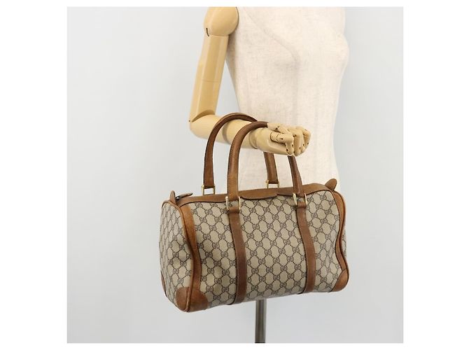 Gucci Borsa Boston GG Supreme in PVC Beige Oro Auth 175548 D'oro - vista 20