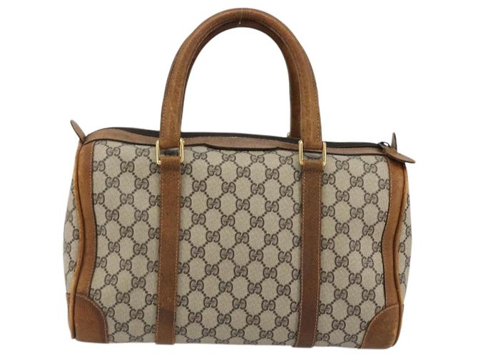 Gucci Borsa Boston GG Supreme in PVC Beige Oro Auth 175548 D'oro - vista 3