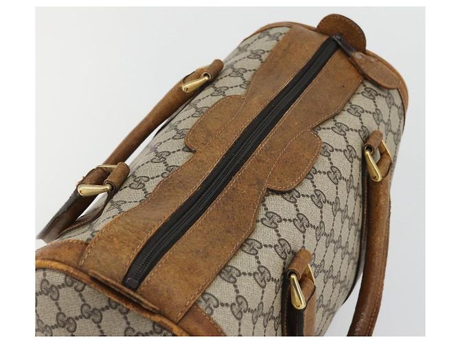 Gucci Borsa Boston GG Supreme in PVC Beige Oro Auth 175548 D'oro - vista 6
