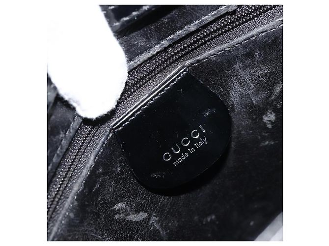 Borsa a Spalla GUCCI Pelle Verniciata Nera Argento 000 1046 0506 Auth 175203 - vista 14