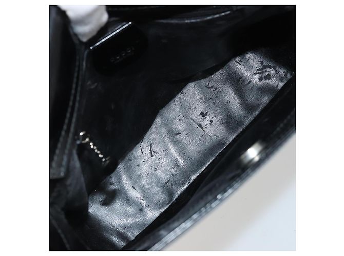 Borsa a Spalla GUCCI Pelle Verniciata Nera Argento 000 1046 0506 Auth 175203 - vista 15