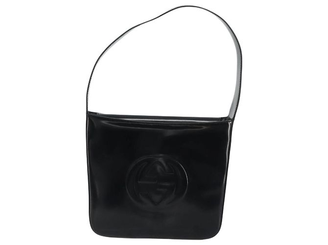 Borsa a Spalla GUCCI Pelle Verniciata Nera Argento 000 1046 0506 Auth 175203 - vista 2