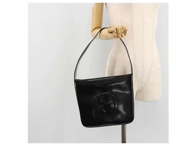 Borsa a Spalla GUCCI Pelle Verniciata Nera Argento 000 1046 0506 Auth 175203 - vista 21