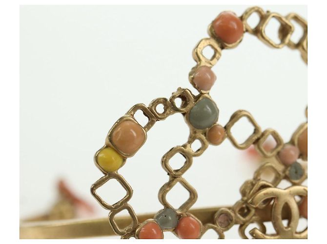 Chanel Bracciale rigido COCO Mark in metallo dorato CC Auth YKZ1423M - vista 6