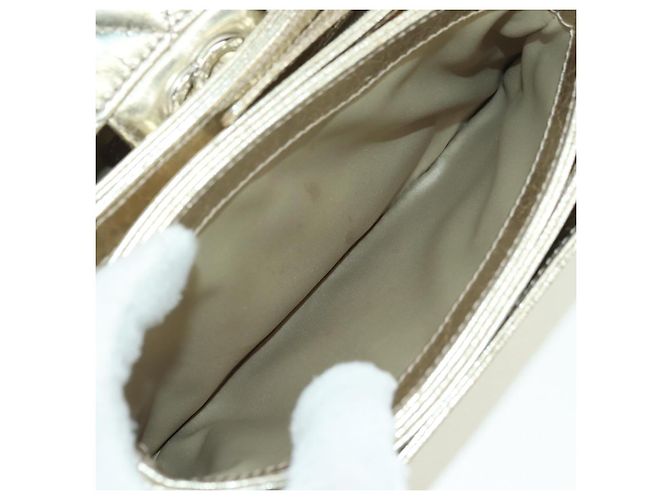 CHANEL Borsa a Spalla Matelassé in Pelle con Catena Dorata CC Auth YKZ1557SAM D'oro - vista 23