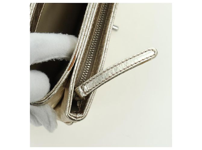 CHANEL Borsa a Spalla Matelassé in Pelle con Catena Dorata CC Auth YKZ1557SAM D'oro - vista 24