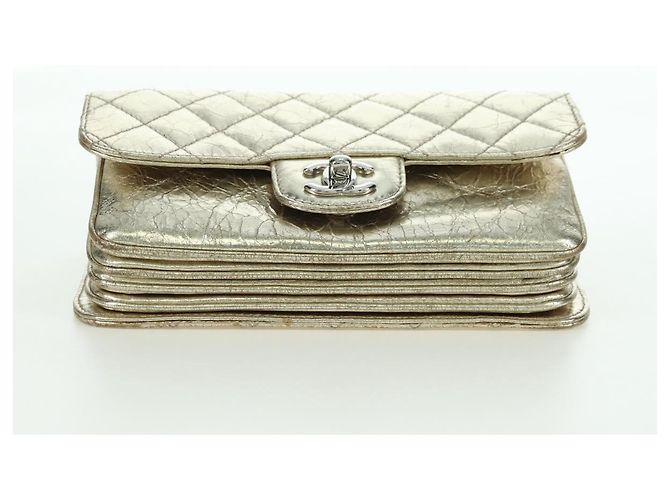 CHANEL Borsa a Spalla Matelassé in Pelle con Catena Dorata CC Auth YKZ1557SAM D'oro - vista 9